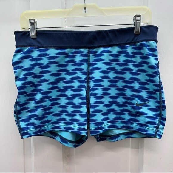 Nike Pants - Nike spandex shorts blue women's large run fast live fearless running